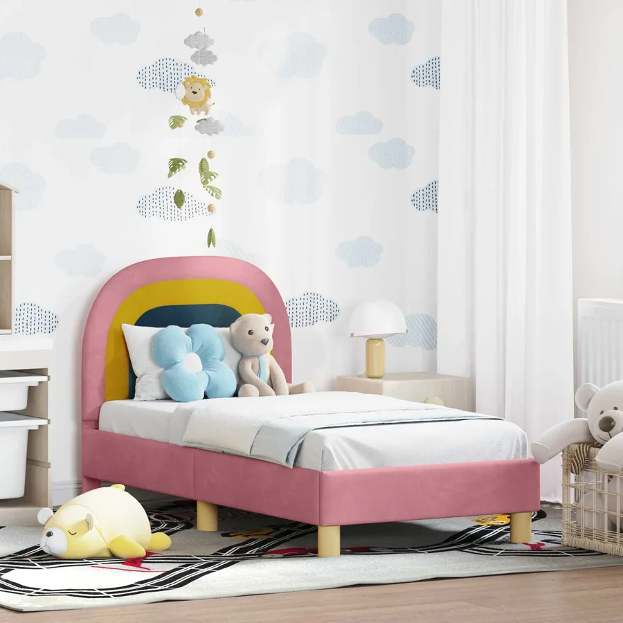 Cadre de lit pour tout-petit avec tête de lit Rose 70 x 140 cm