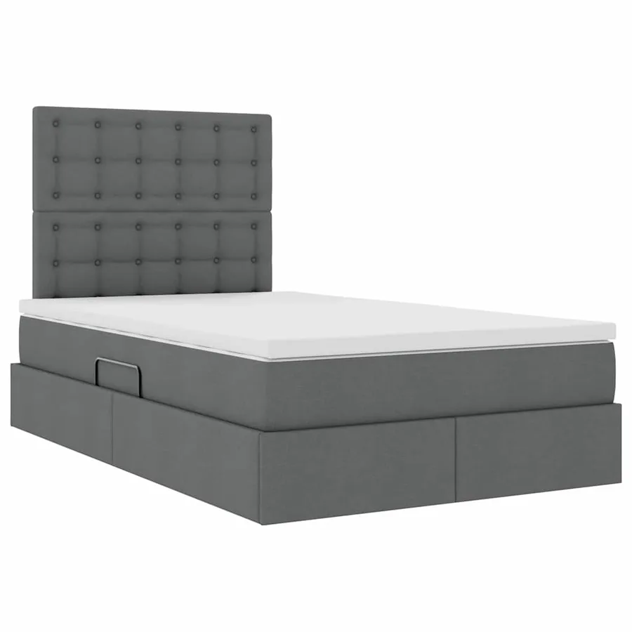 Lit de rangement LED avec matelas Gris foncé 120 x 200 cm Tissu - 6