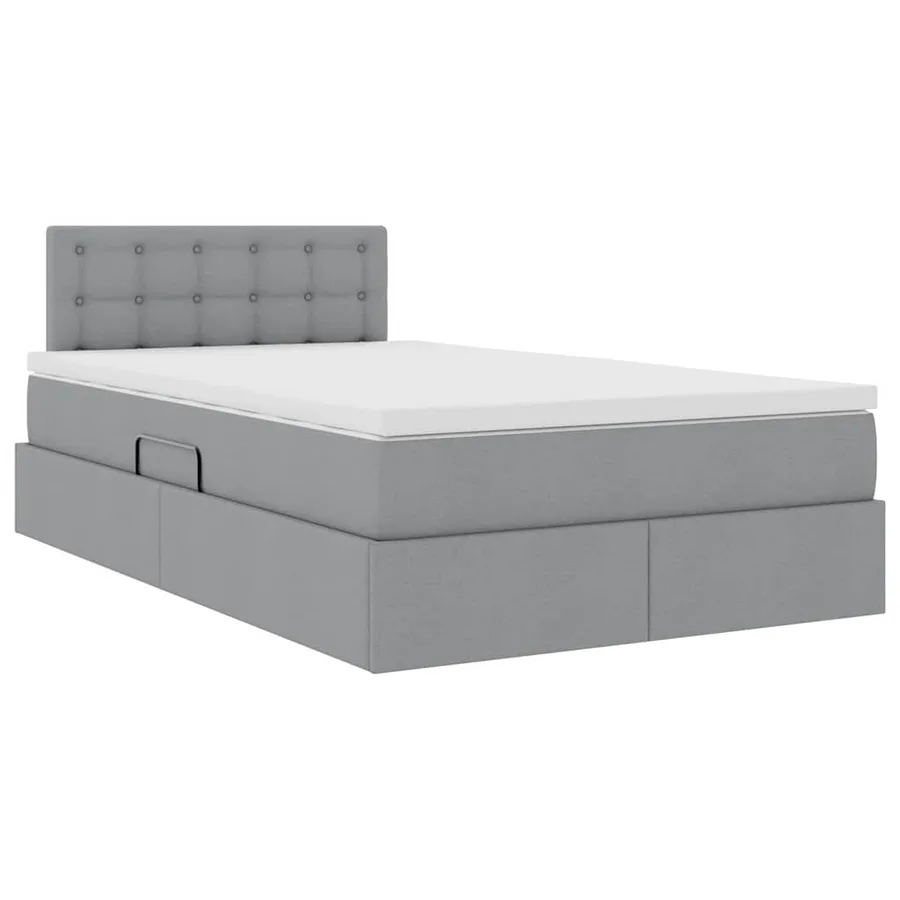 Lit avec rangement et matelas Gris clair 120 x 190 cm - 5