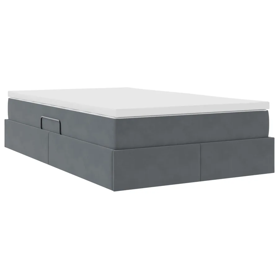 Lit avec rangement et matelas Gris foncé 120 x 190 cm Velours - 10