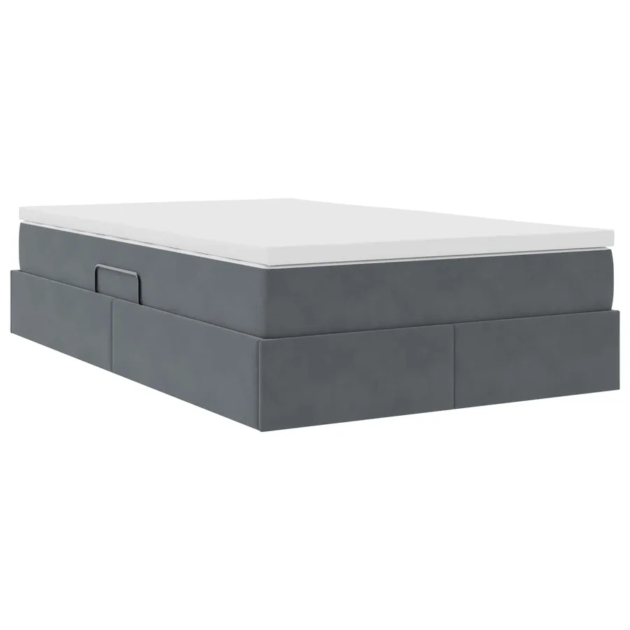 Lit avec rangement et matelas Gris foncé 120 x 190 cm Velours - 5
