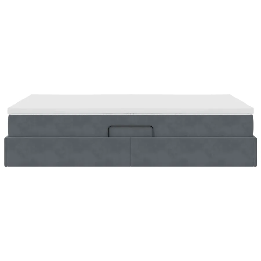 Lit avec rangement et matelas Gris foncé 120 x 190 cm Velours - 9