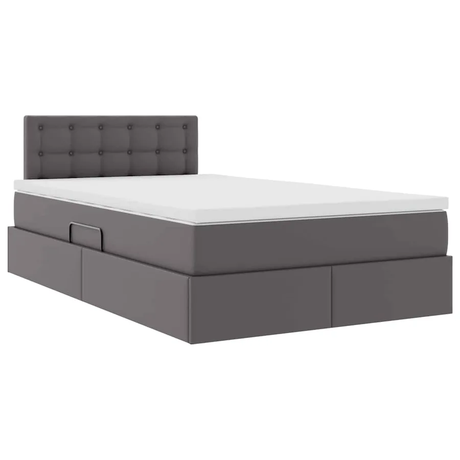 Lit avec rangement et LED Gris 120 x 200 cm Cuir synthétique - 6
