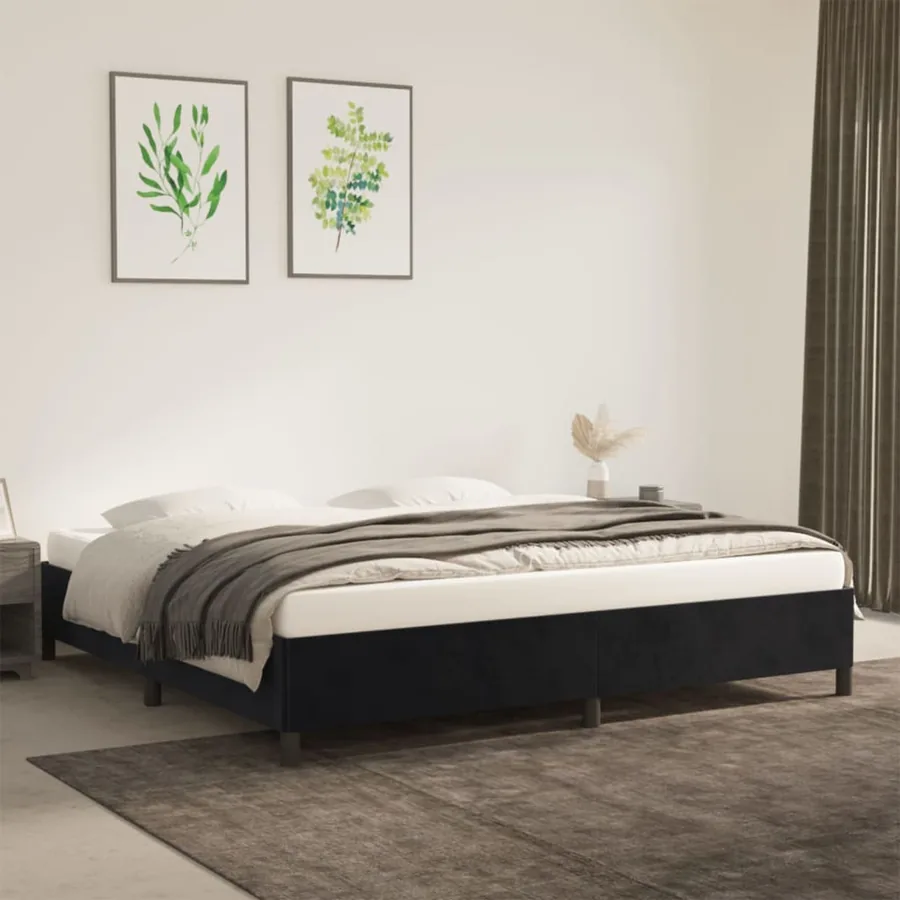 Cadre de lit sans matelas noir 200x200 cm velours
