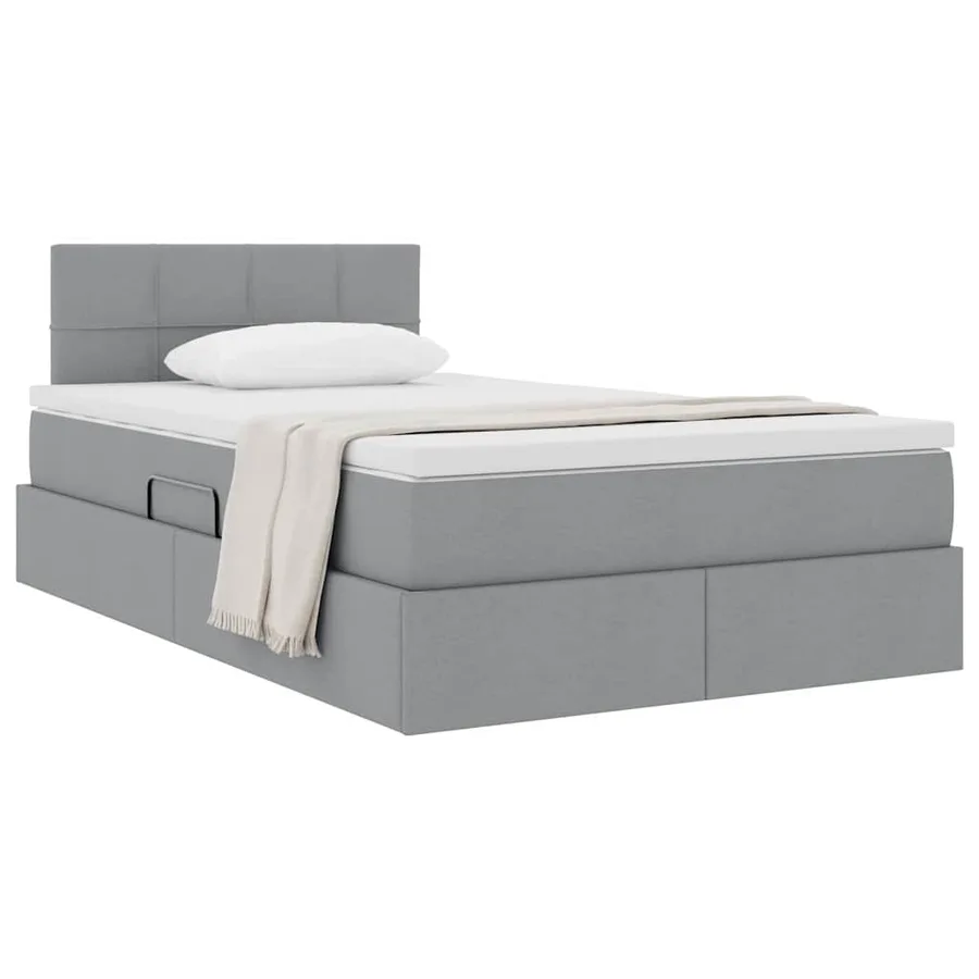 Lit avec rangement et matelas Gris clair 120 x 190 cm - 3