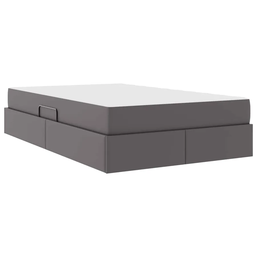 Lit avec rangement et matelas avec matelas 2 pcs Gris Cuir - 5