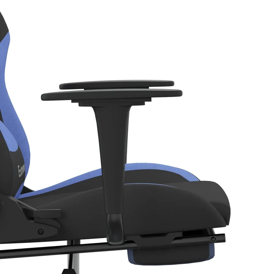 Chaise de jeu de massage avec repose-pied Noir et bleu Tissu - 10