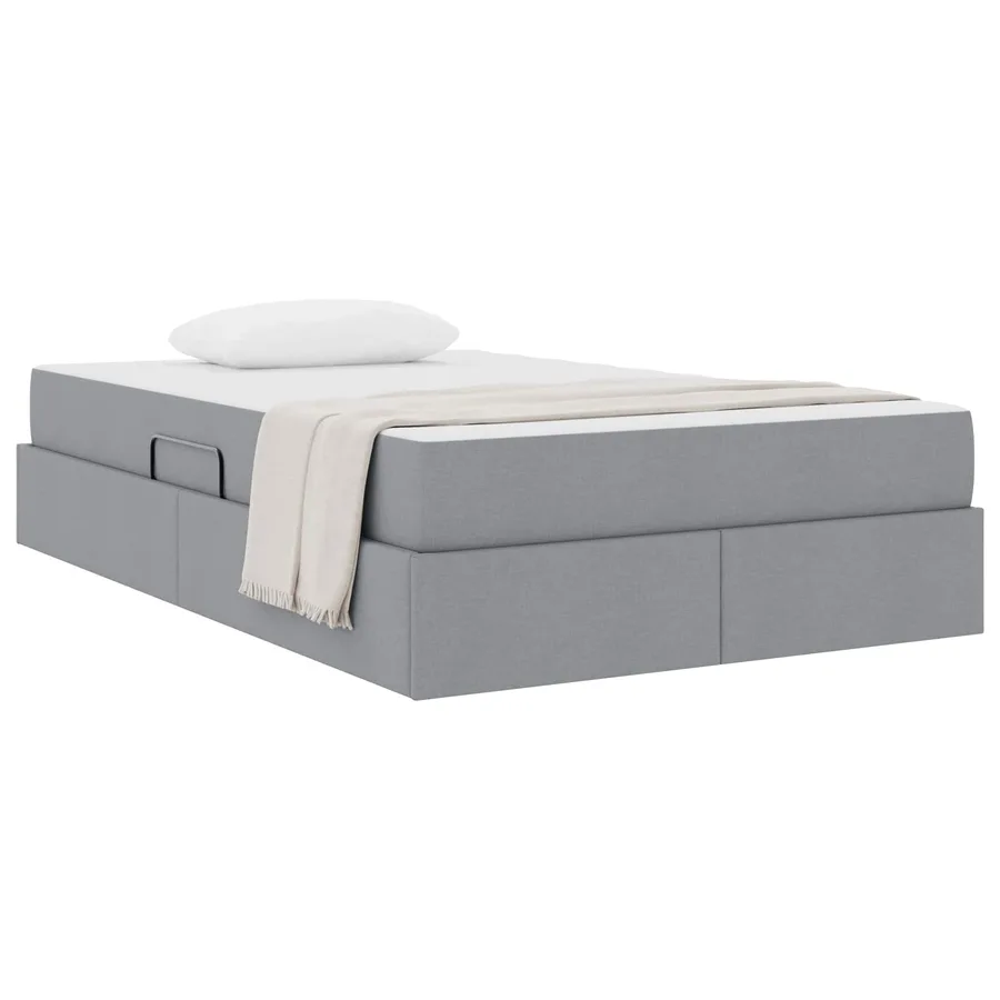 Lit avec rangement et matelas Gris clair 120 x 190 cm Polyester - 3