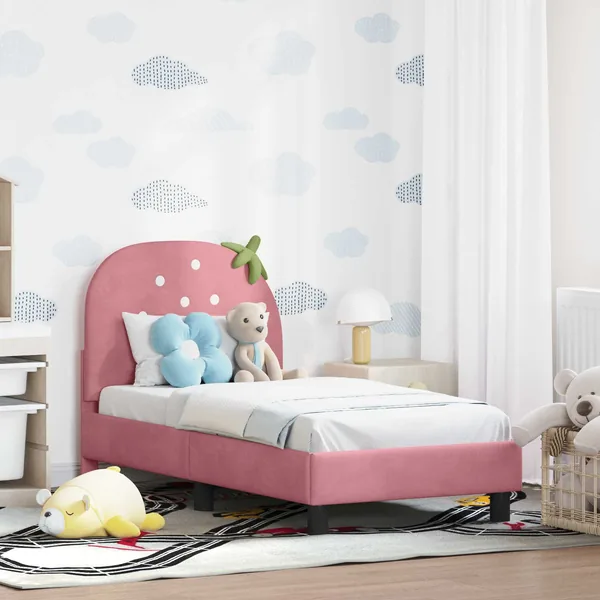 Cadre de lit pour tout-petit avec tête de lit Rose 70 x 140 cm