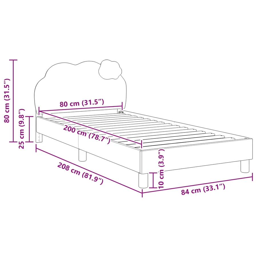 Cadre de lit pour enfants avec tête de lit Rose 80 x 200 cm PU - 8