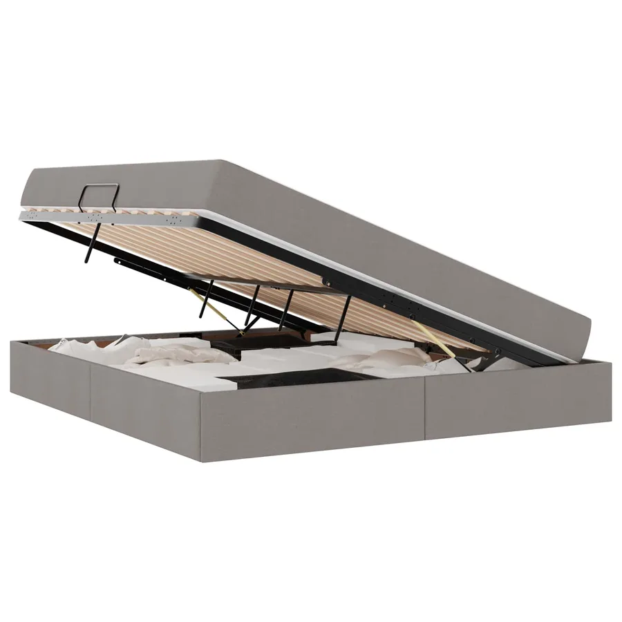 Lit avec rangement et matelas Taupe 160 x 200 cm Polyester - 2