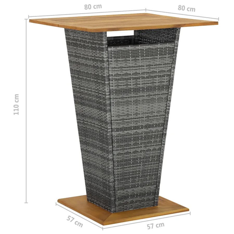 Ensemble de bar de jardin 5 pcs et coussins Résine tressée Gris - 10