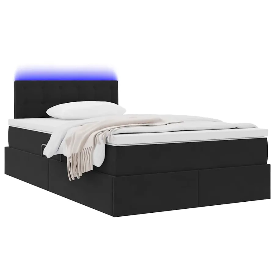 Lit de rangement LED avec matelas Noir 120 x 190 cm Velours - 3
