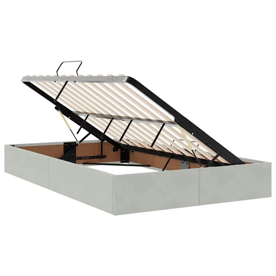 Lit de Rangement avec matelas Gris clair 120 x 190 cm Velours - 6
