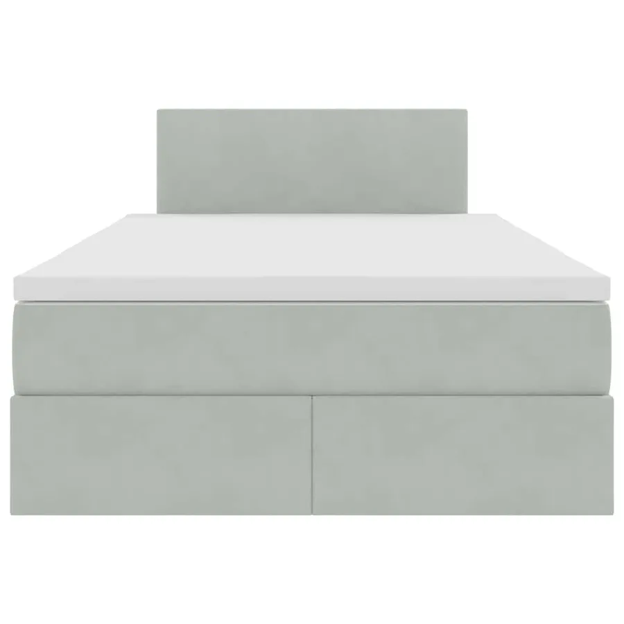 Lit de Rangement avec matelas Gris clair 120 x 190 cm Velours - 7