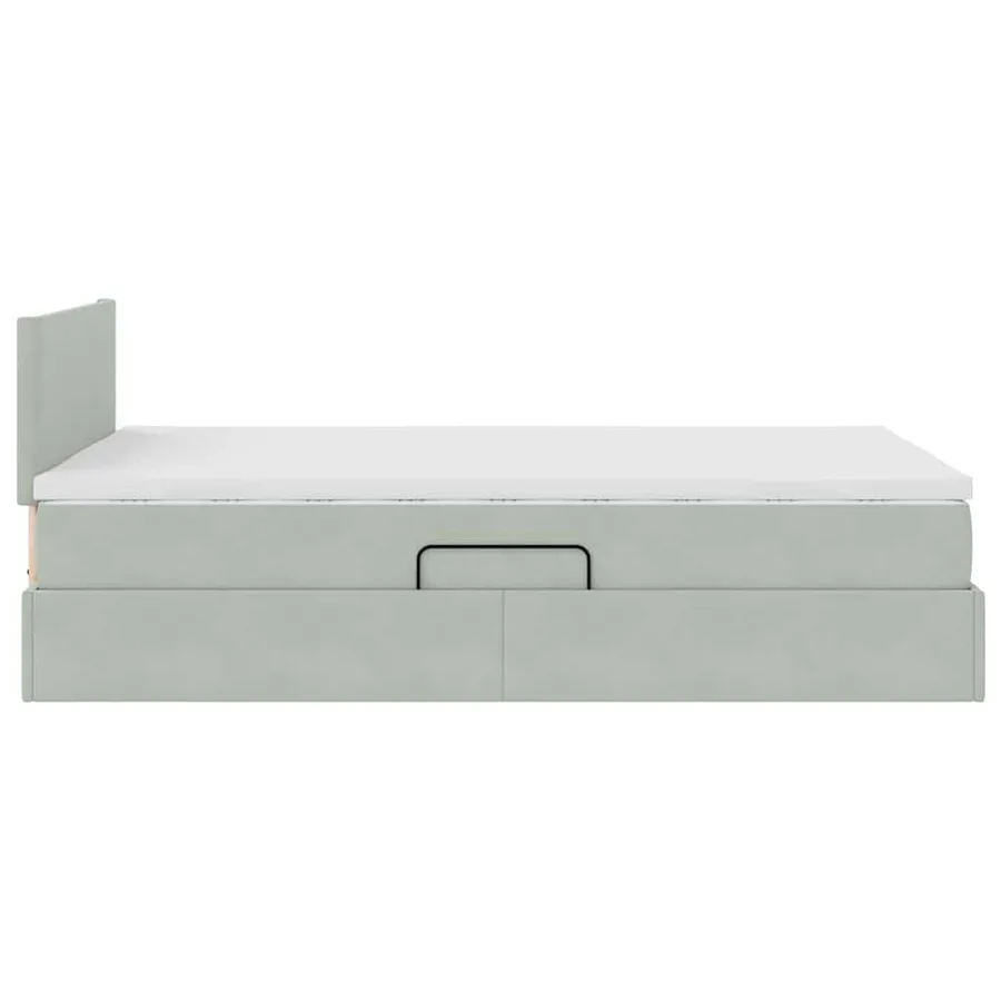 Lit de Rangement avec matelas Gris clair 120 x 190 cm Velours - 8