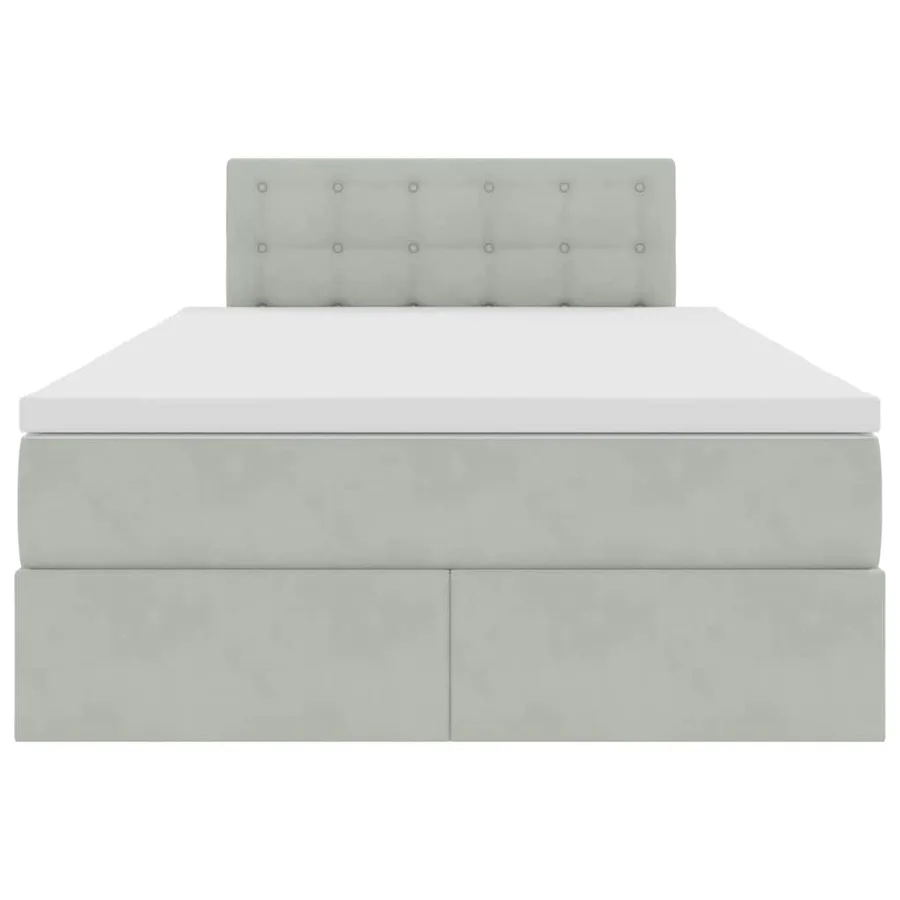 Lit de Rangement avec matelas Gris clair 120 x 190 cm Velours - 7