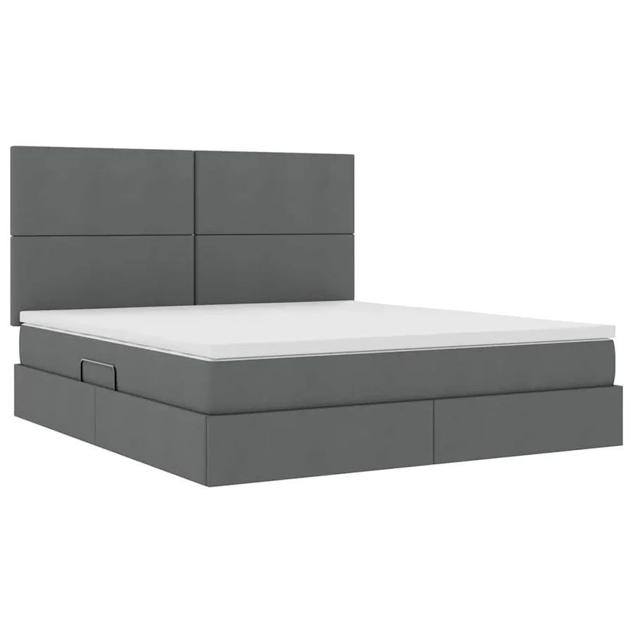 Lit avec rangement et matelas Gris foncé 160 x 200 cm tissu - 5