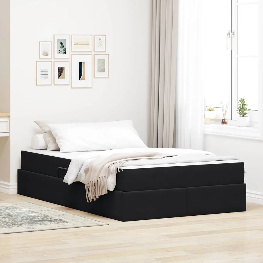 Lit avec rangement et matelas Noir 120 x 190 cm Velours
