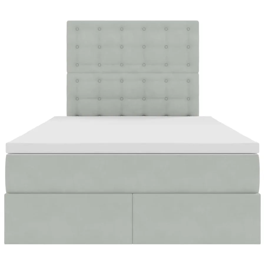 Lit avec rangement et matelas Gris clair 120 x 190 cm Velours - 7