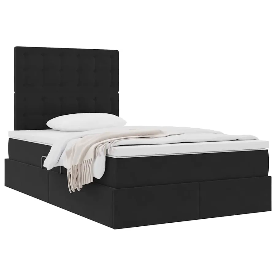 Lit avec rangement et matelas Noir 120 x 190 cm Velours - 3