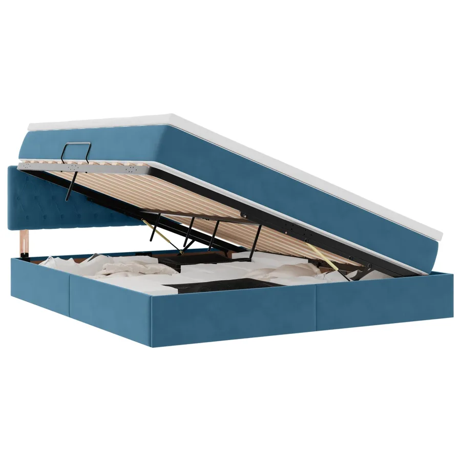Lit de rangement LED avec matelas Bleu foncé 160 x 200 cm - 2