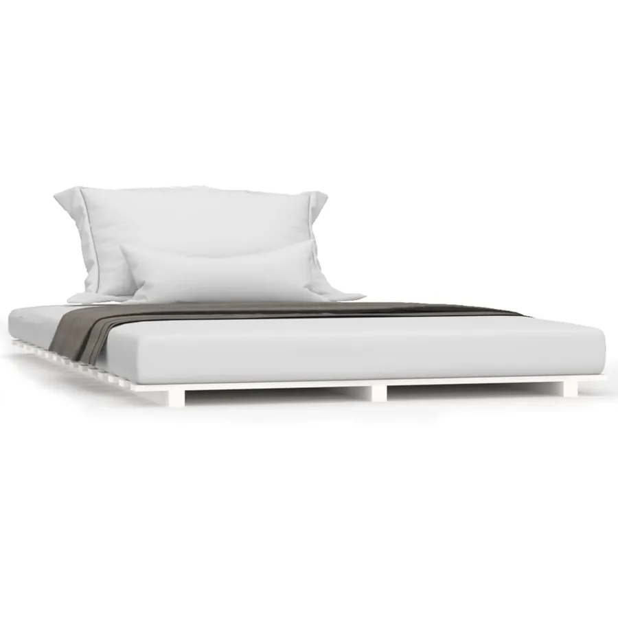 Cadre de lit sans matelas blanc 150x200 cm bois de pin massif - 2