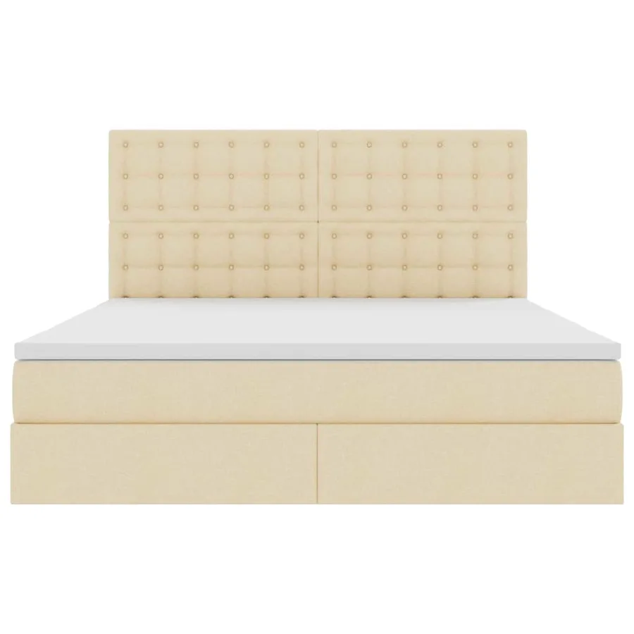 Lit avec rangement et matelas Crème 160 x 200 cm tissu - 7