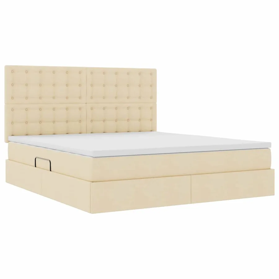 Lit de rangement LED avec matelas Crème 160 x 200 cm Tissu - 6