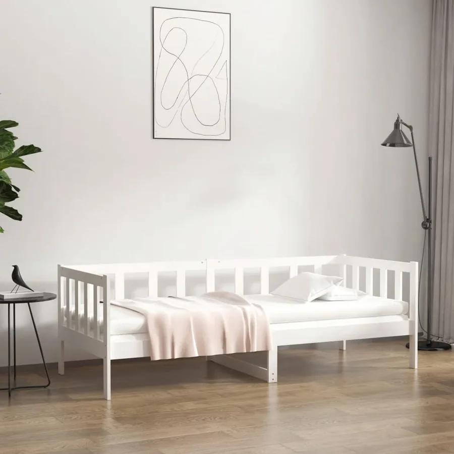Lit de jour sans matelas blanc 80x200 cm bois de pin massif