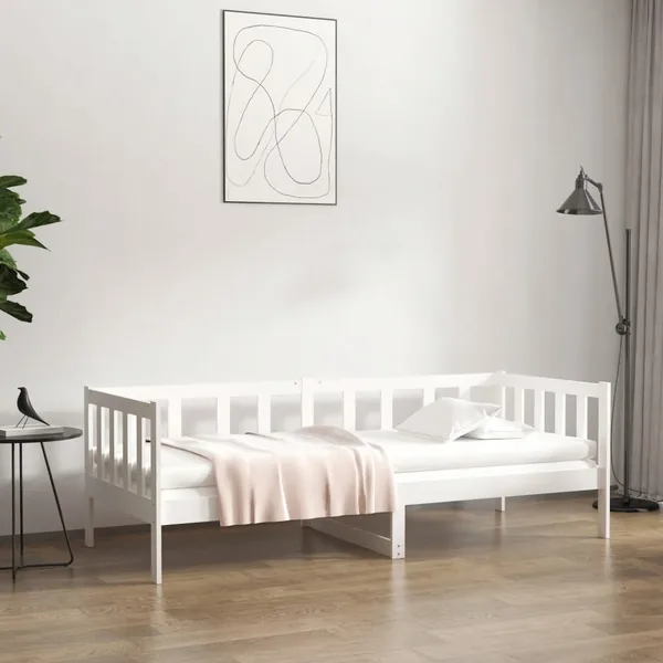 Lit de jour sans matelas blanc 80x200 cm bois de pin massif