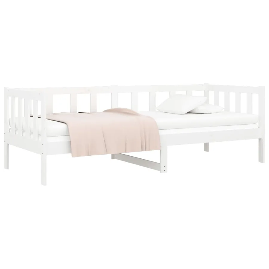Lit de jour sans matelas blanc 80x200 cm bois de pin massif - 4