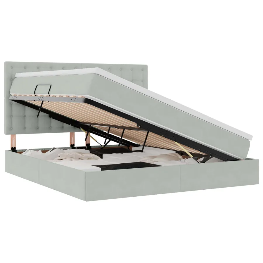 Lit de rangement LED avec matelas Gris clair 160 x 200 cm - 2