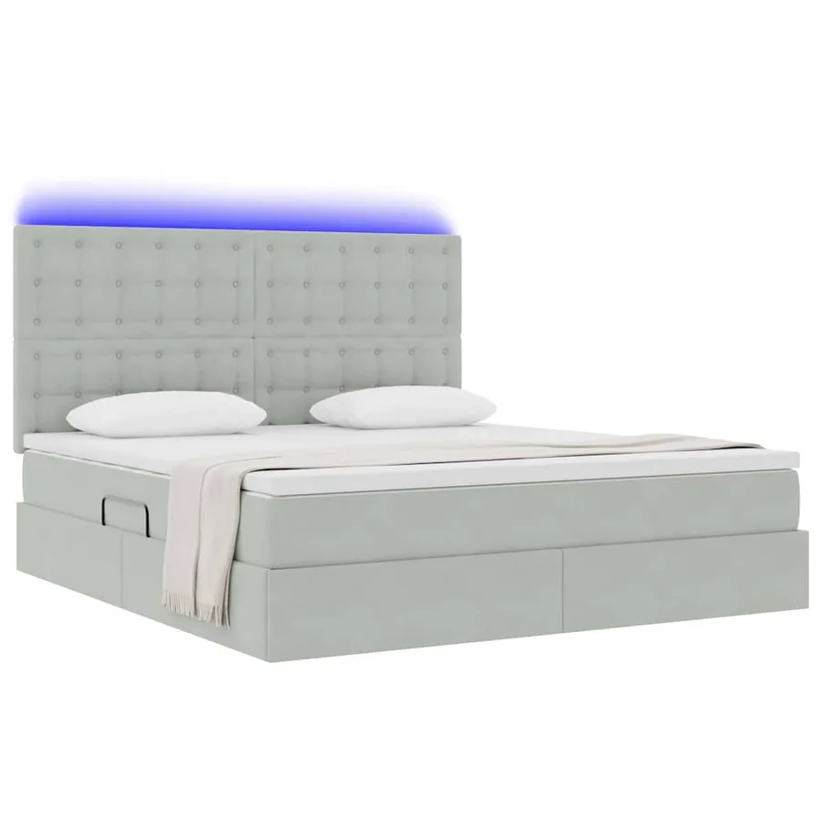 Lit de rangement LED avec matelas Gris clair 160 x 200 cm - 3