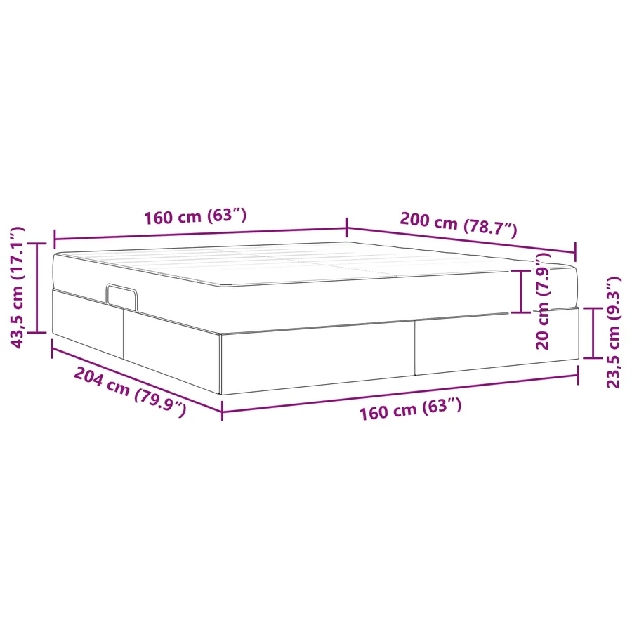 Lit avec rangement et matelas Gris foncé 160 x 200 cm Polyester - 16