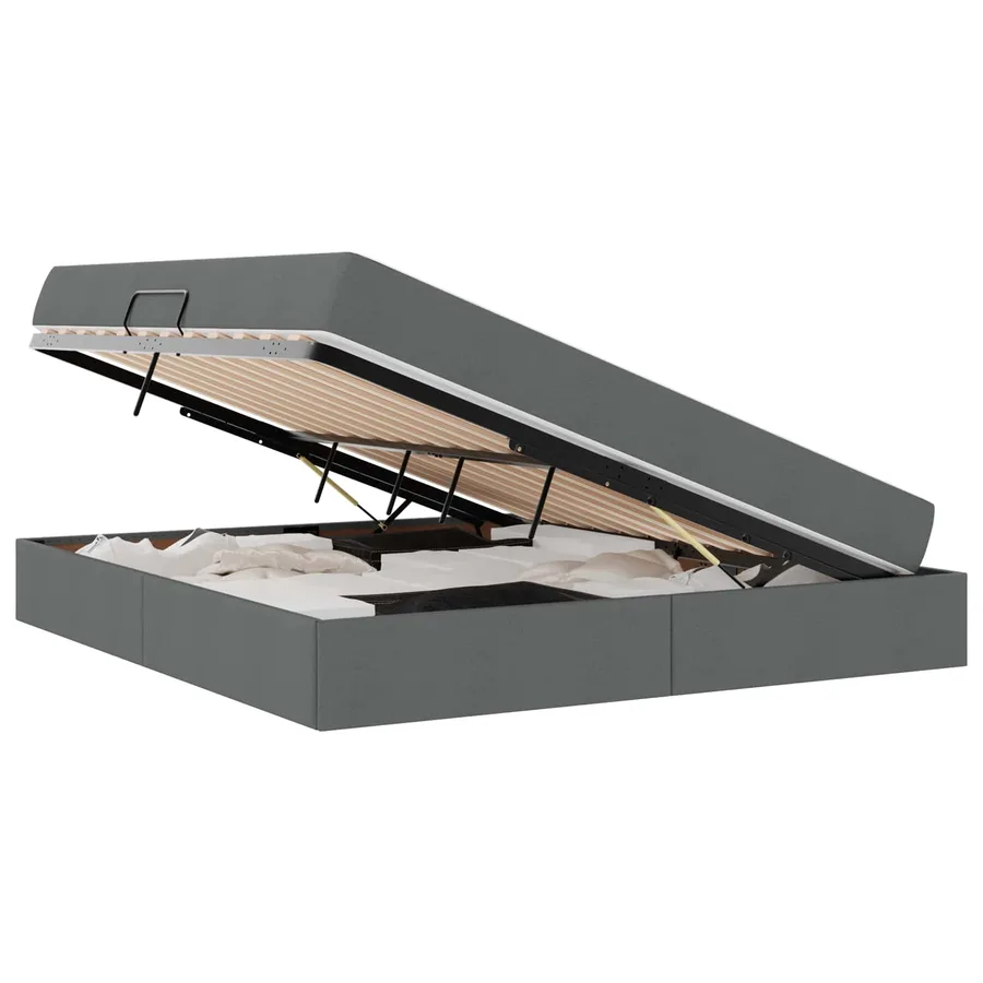 Lit avec rangement et matelas Gris foncé 160 x 200 cm Polyester - 2