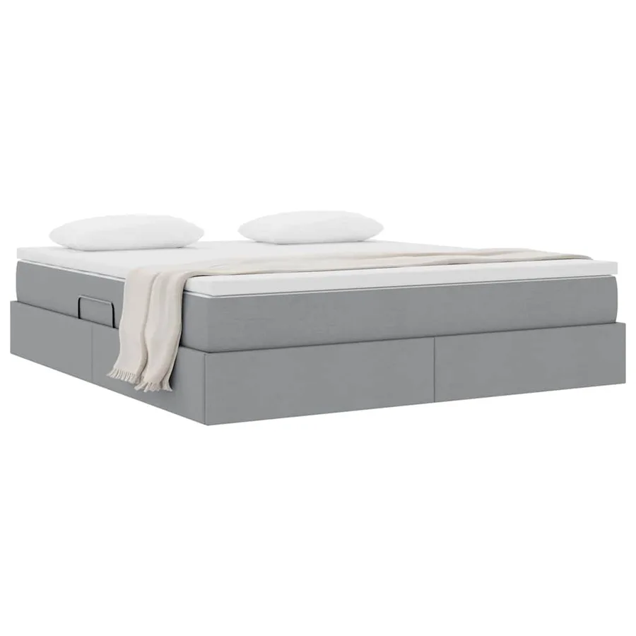 Lit avec rangement et matelas Gris clair 160 x 200 cm Polyester - 3