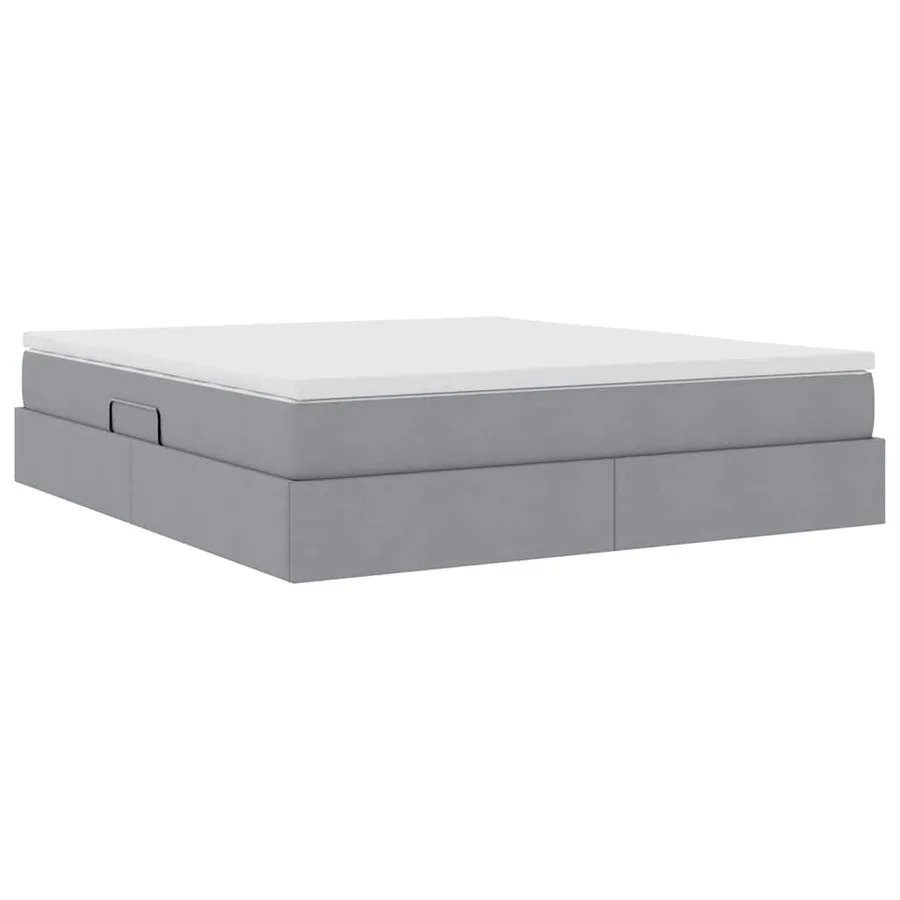 Lit avec rangement et matelas Gris clair 160 x 200 cm Polyester - 8