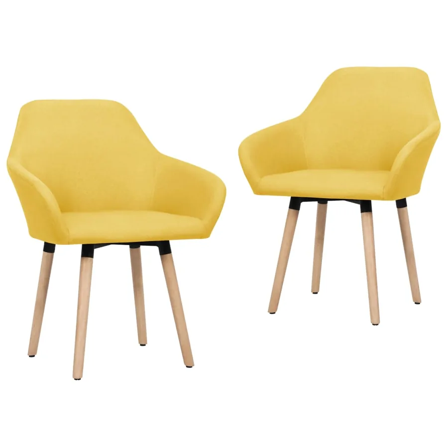 Chaises à manger lot de 2 jaune tissu
