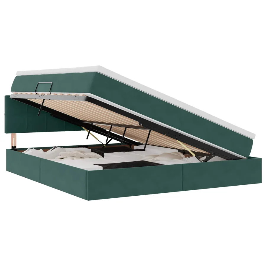 Lit de rangement LED avec matelas Vert foncé 160 x 200 cm - 2