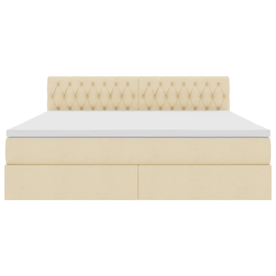 Lit avec rangement et matelas avec matelas Crème 160 x 200 cm - 7