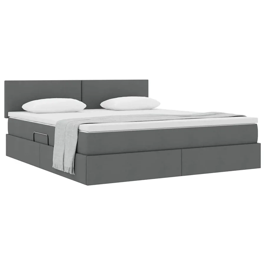Lit avec rangement et matelas Gris foncé 160 x 200 cm - 3