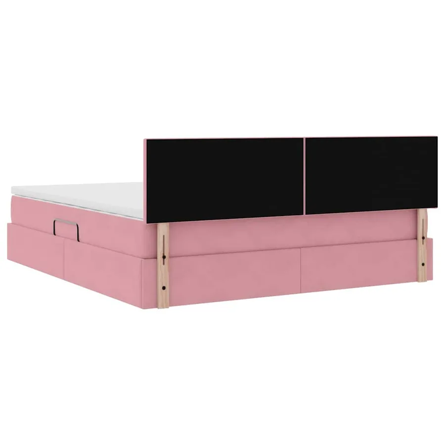 Lit de Rangement avec matelas Rose 160 x 200 cm Velours - 11