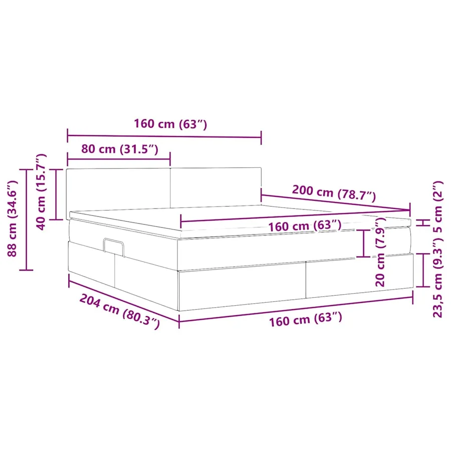 Lit de Rangement avec matelas Rose 160 x 200 cm Velours - 16