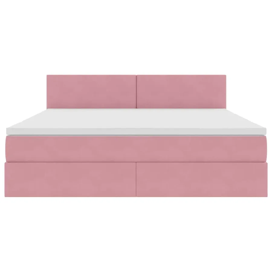 Lit de Rangement avec matelas Rose 160 x 200 cm Velours - 7