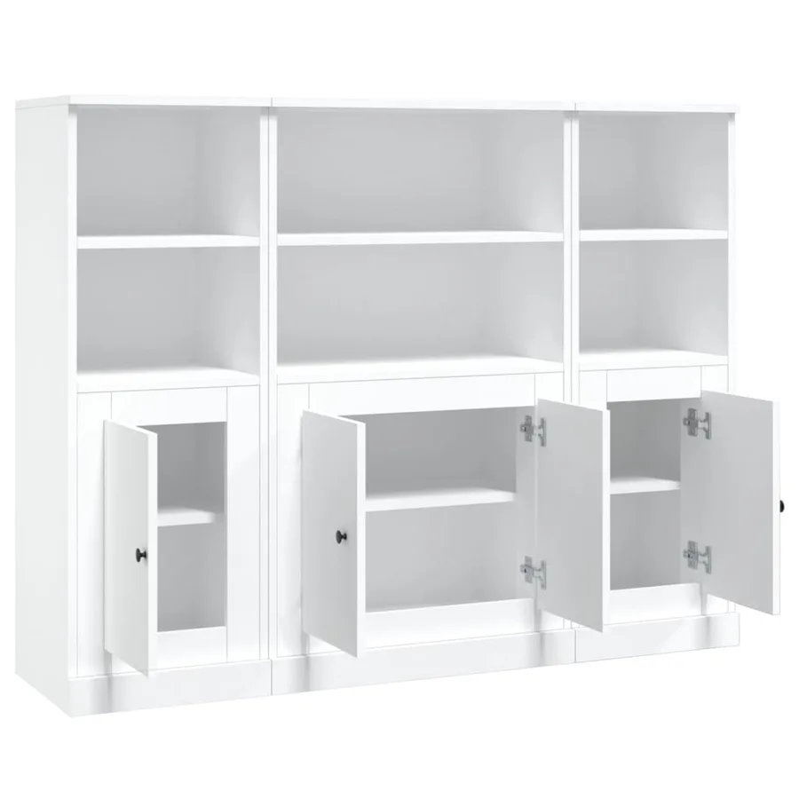 Buffets 3 pcs blanc bois d'ingénierie - 6