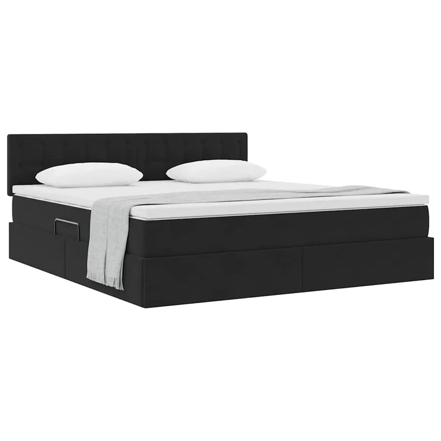 Lit de Rangement avec matelas Noir 160 x 200 cm Velours - 3