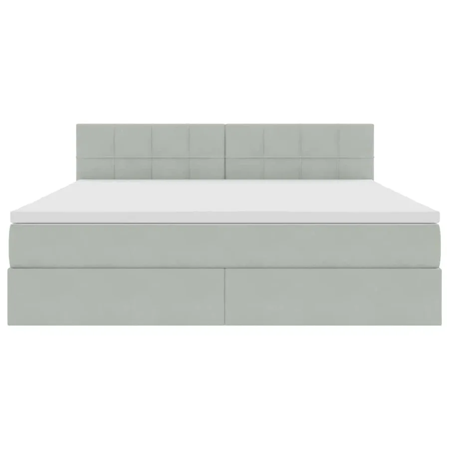 Lit de Rangement avec matelas Gris clair 160 x 200 cm Velours - 7