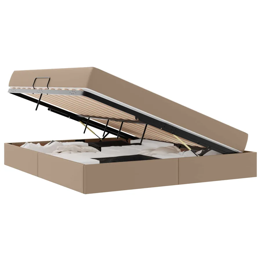 Lit avec rangement et matelas 2 pcs Cappuccino Cuir - 2