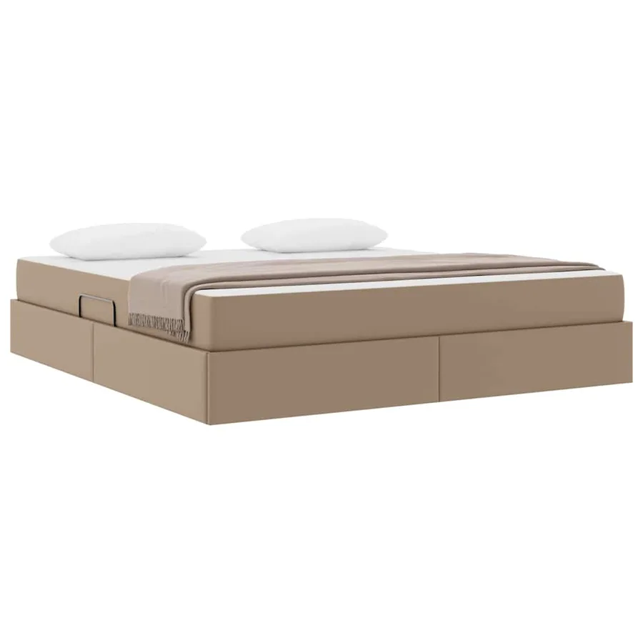 Lit avec rangement et matelas 2 pcs Cappuccino Cuir - 3